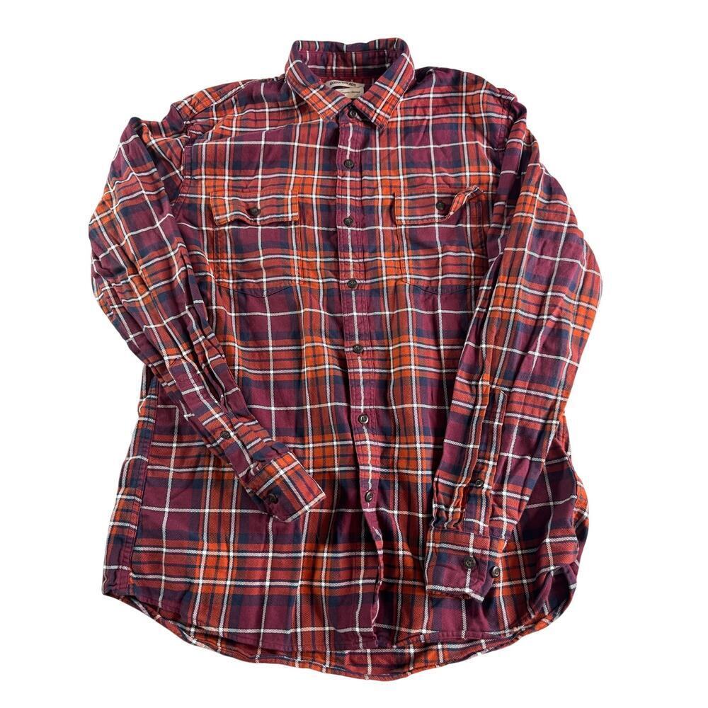 Goodthreads Flannel Shirt Men’s Large Red Plaid 100% Cotton Button Up Casual - Picture 1 of 8